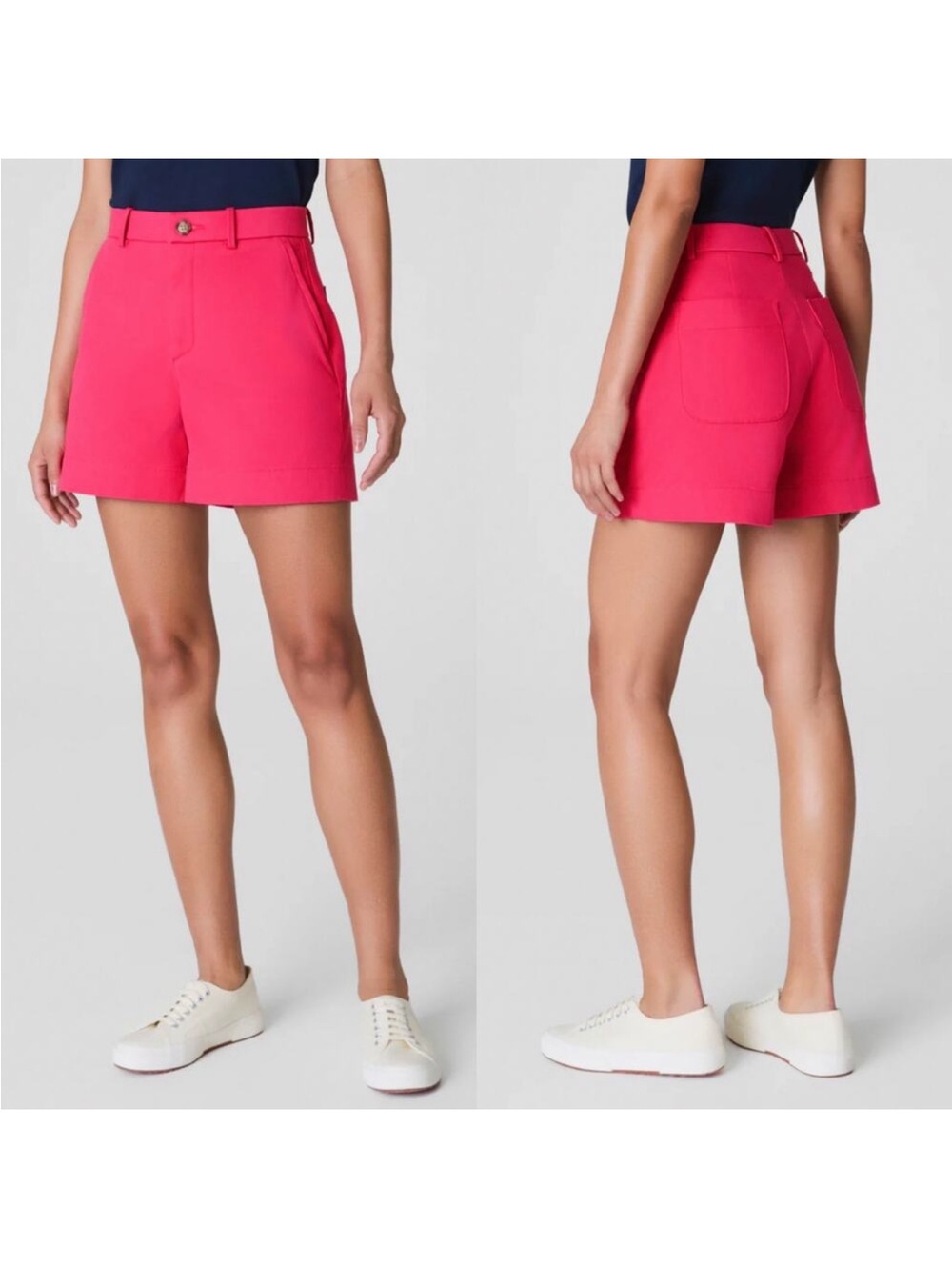 Spanx Stretch Twill High Rise Shorts 5” Tulip Pink Womens Size Medium